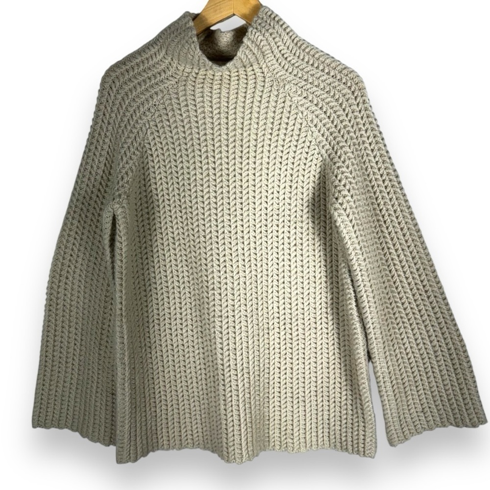 4 for $40 SALE! Doe & Rae Chunky Funnel Neck Wide Sleeve Sweater, Oatmeal, M